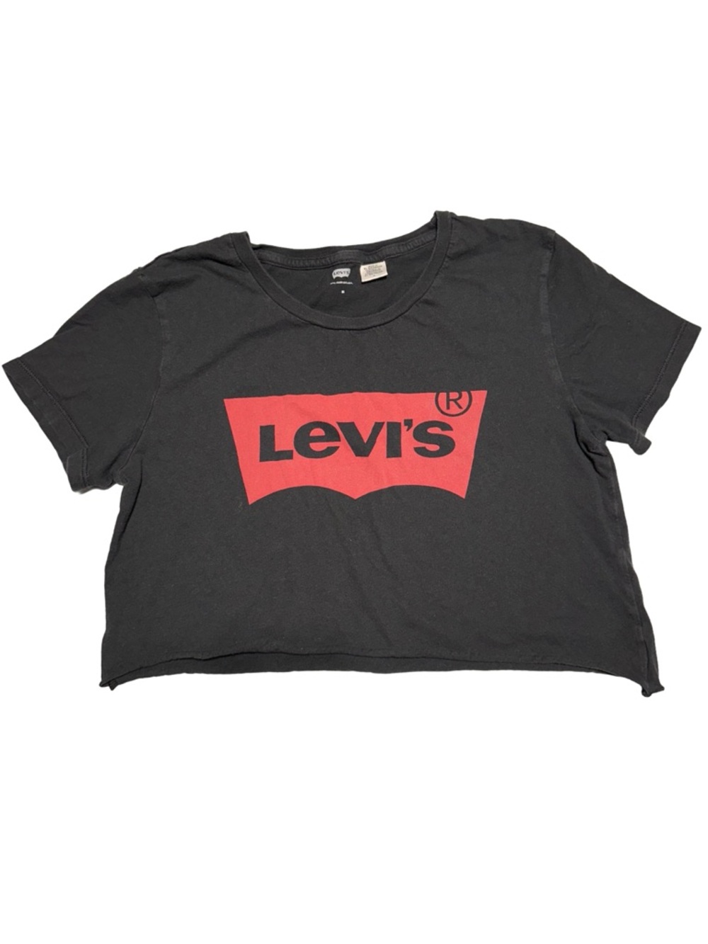 Levi's Black Cropped Tee with Red Logo